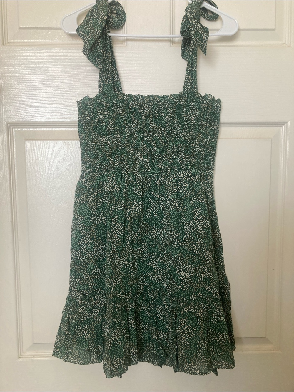 aerie Dark Green Floral Tie-Shoulder Mini Dress